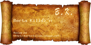 Berta Kilián névjegykártya